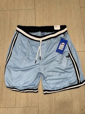 NBA Men’s Light Blue Athletic Shorts with Black & White Trim